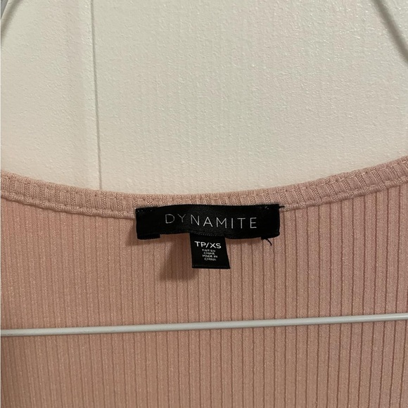 5/20$ Dynamite Pink Ribbed Top with Zipper Detail - Picture 2 of 4